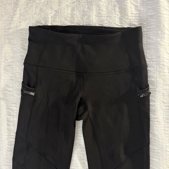 Lululemon Keep The Fleece Tight Leggings 28" Black Tech Fleece Water Resistant 2 - Picture 3 of 11